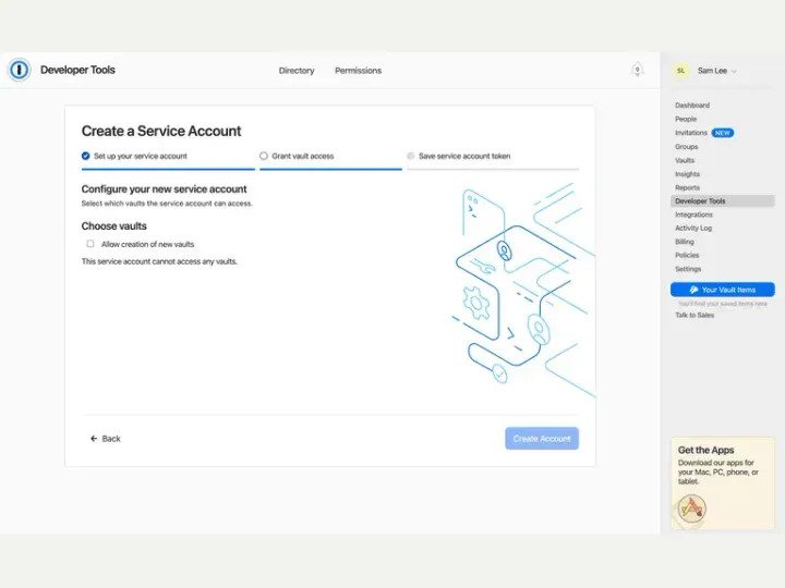 1Password interface reference