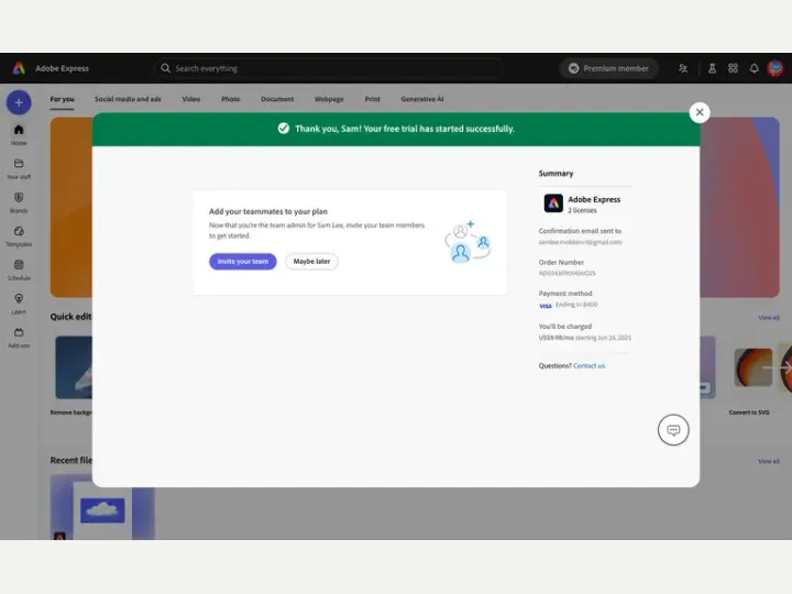 Adobe Express interface reference