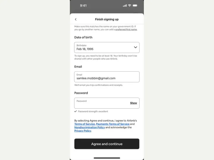 Airbnb interface reference
