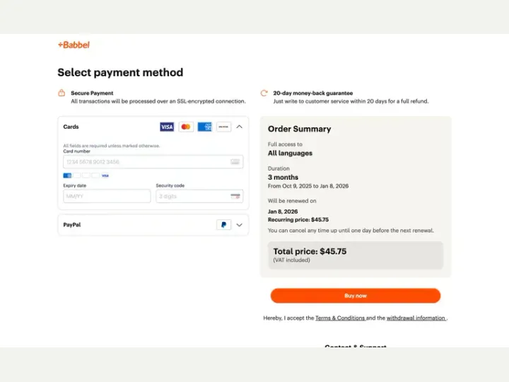 Babbel interface reference