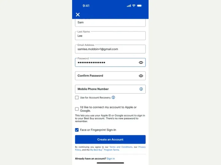 Best Buy interface reference