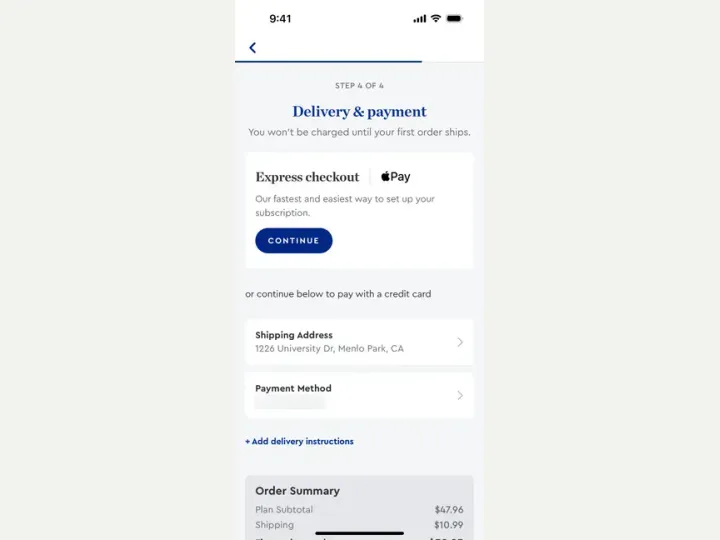 Blue Apron interface reference