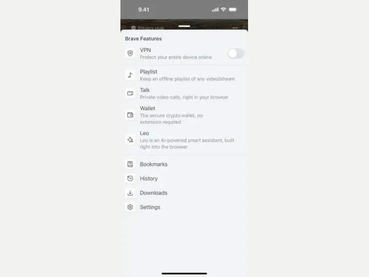 Brave Browser interface reference