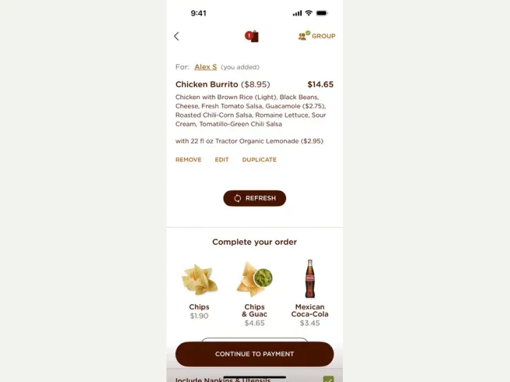 Chipotle interface reference