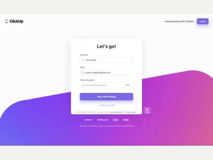 ClickUp interface reference