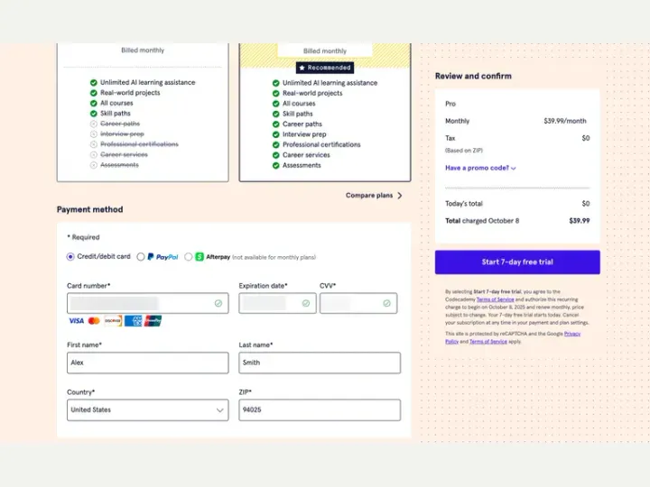 Codecademy interface reference