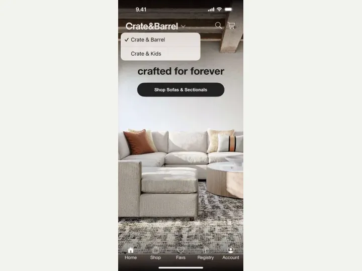 Crate & Barrel interface reference