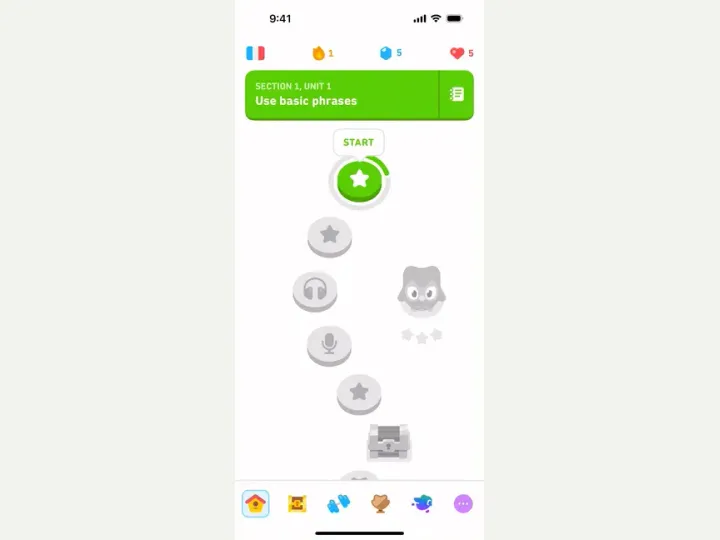 Duolingo interface reference