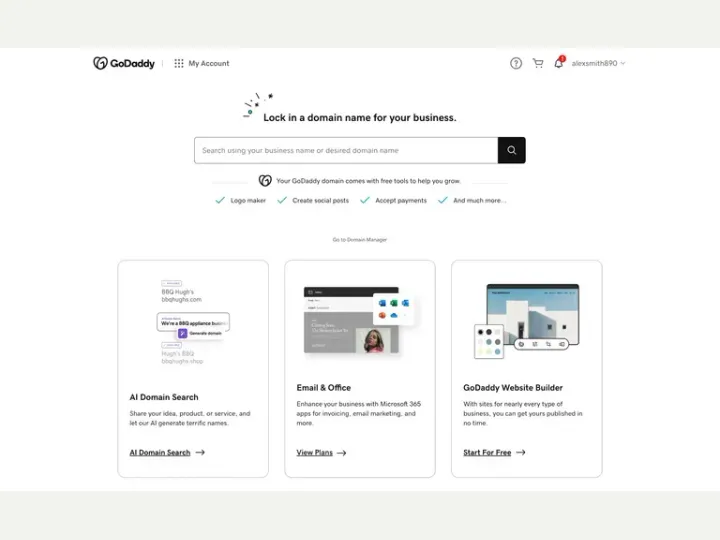 GoDaddy interface reference