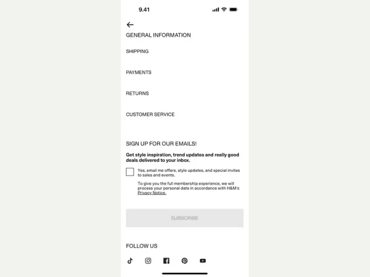 H&M interface reference
