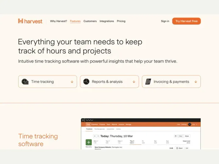 Harvest interface reference