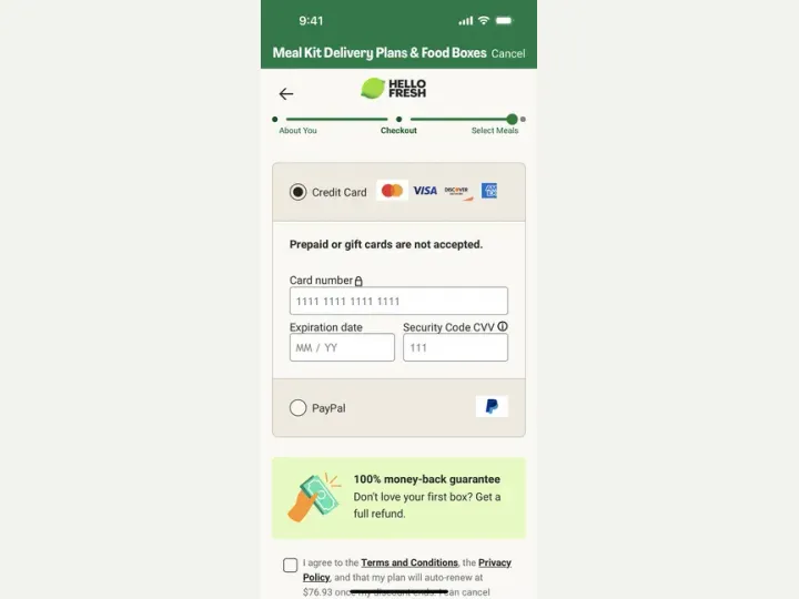 HelloFresh interface reference
