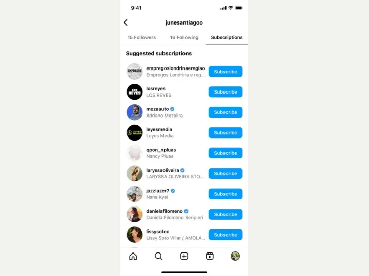 Instagram interface reference