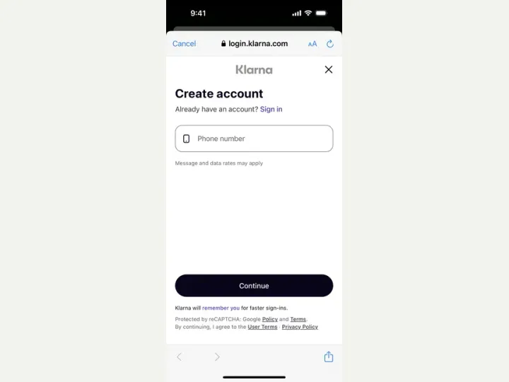 Klarna interface reference