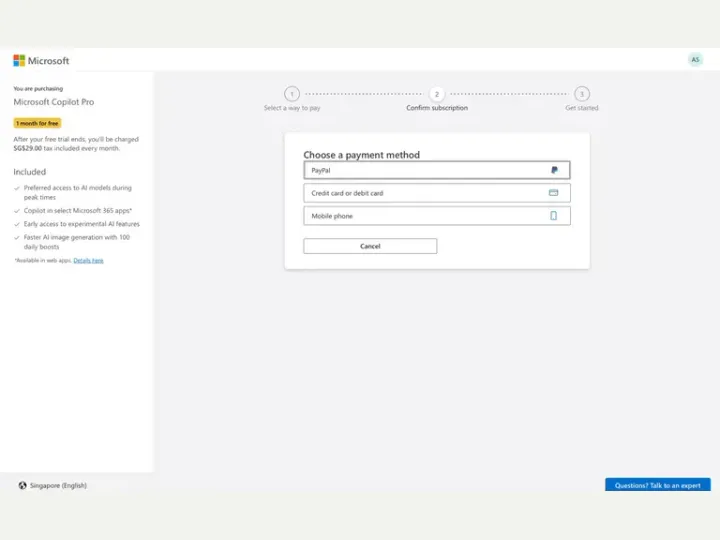Microsoft Copilot interface reference