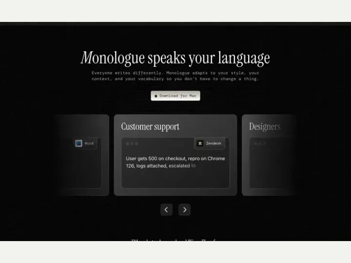 Monologue interface reference