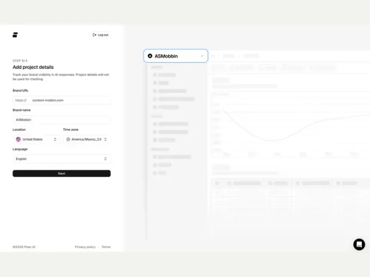 Peec AI interface reference