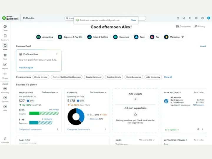 QuickBooks interface reference
