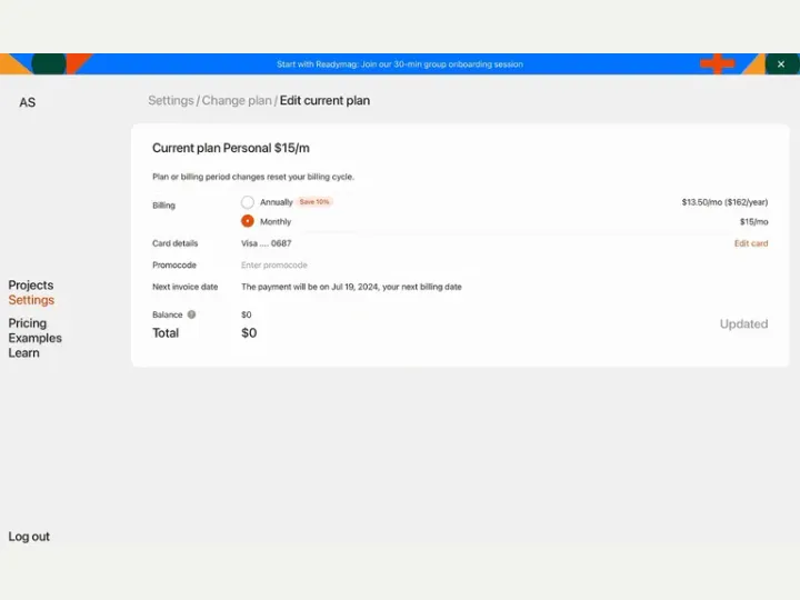 Readymag interface reference