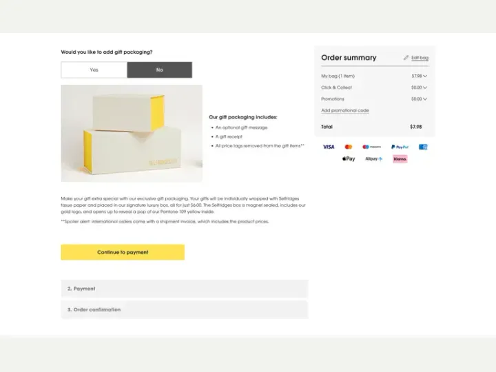 Selfridges interface reference