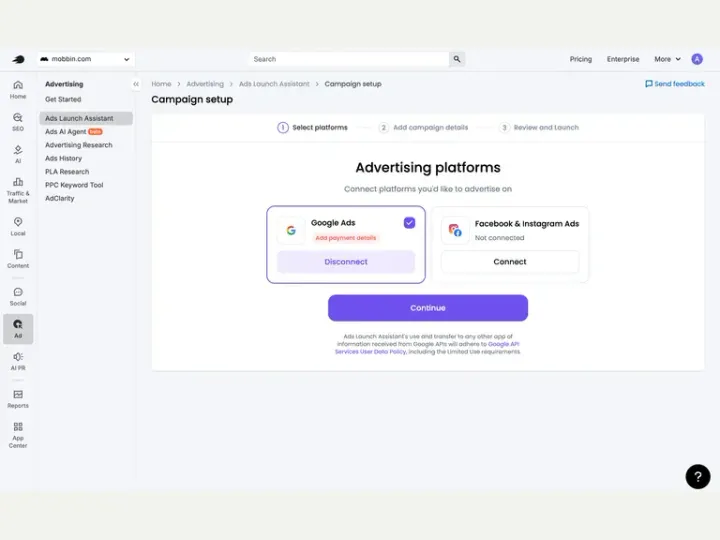Semrush interface reference