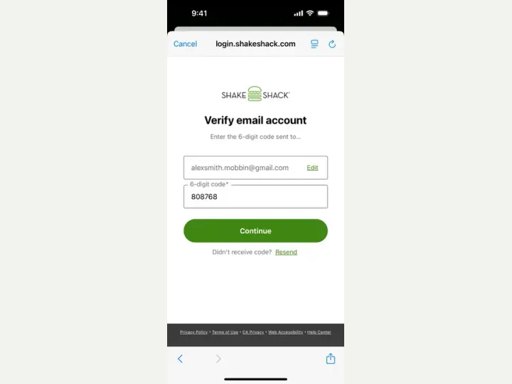 Shake Shack interface reference