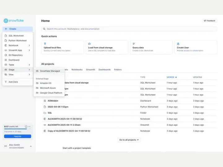 Snowflake interface reference