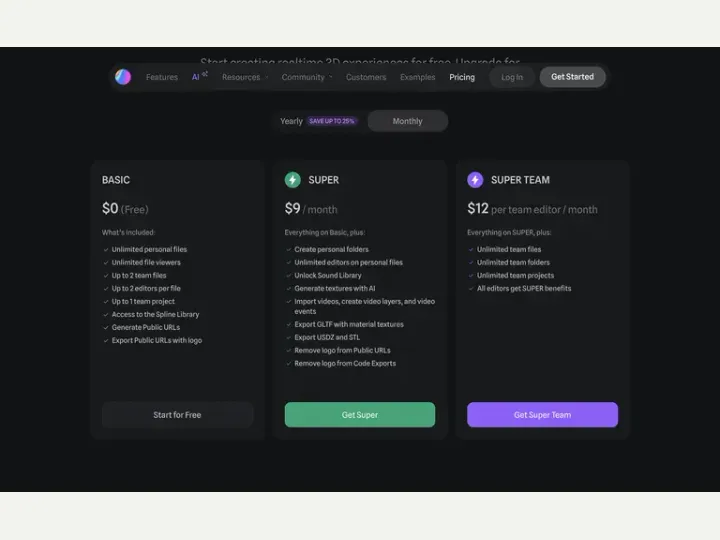 Spline interface reference