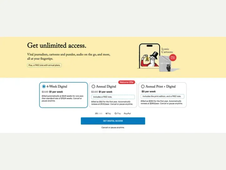 The New Yorker interface reference