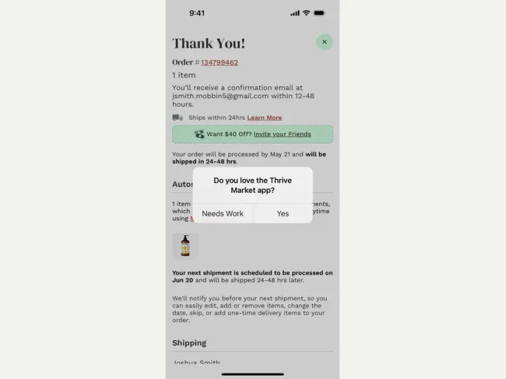 Thrive Market interface reference