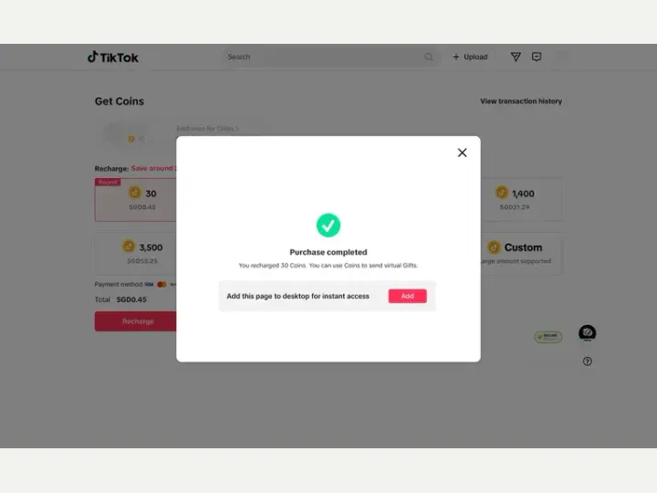 TikTok interface reference