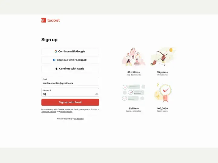 Todoist interface reference