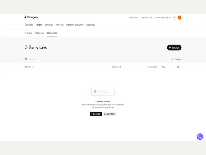 Twingate interface reference