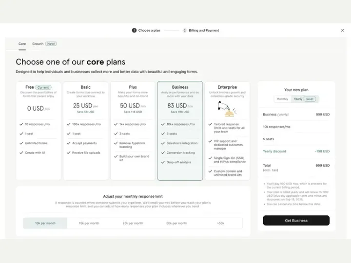 Typeform interface reference