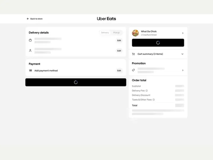 Uber Eats interface reference