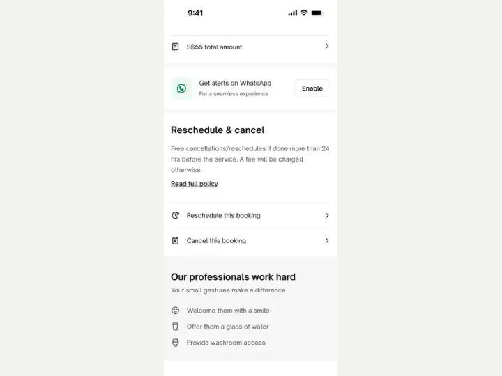 Urban Company interface reference