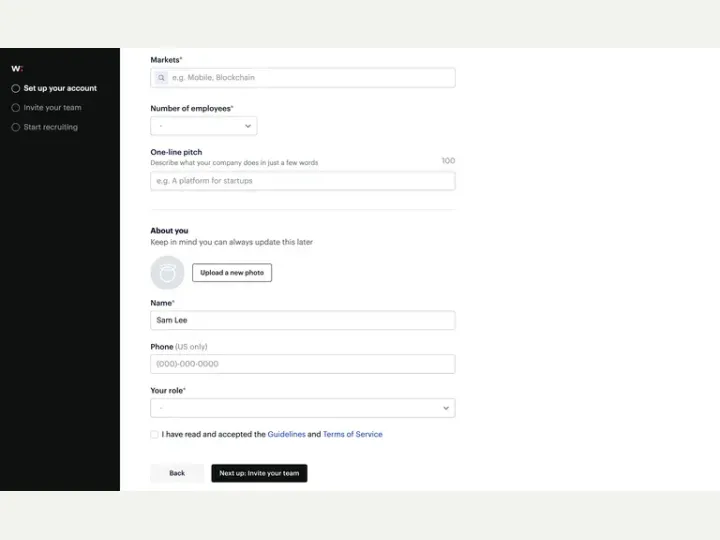 Wellfound interface reference