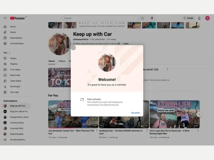 YouTube interface reference