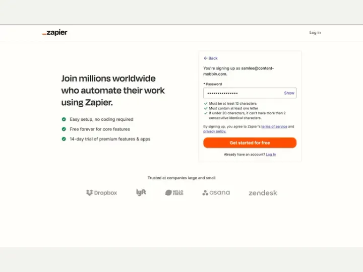 Zapier interface reference